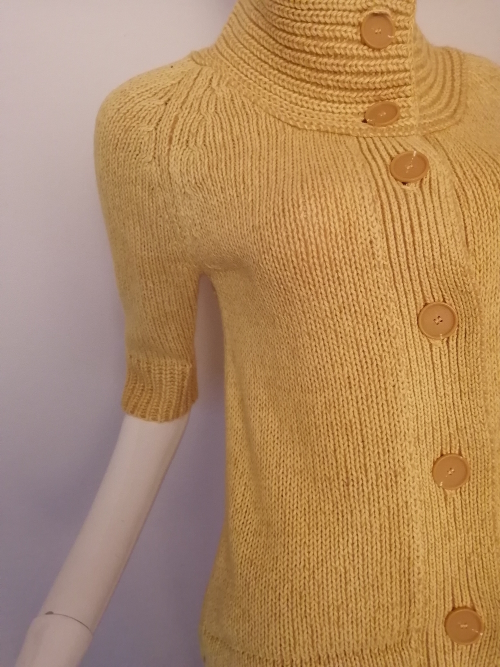 Mexx Mustard Ribbed Button-Front Short-Sleeve Cardigan - Picture 7 of 8